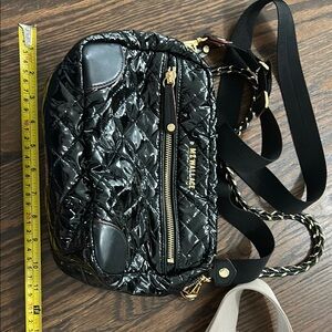 MZ Wallace Black and Gold Quilted Crossbody Bag